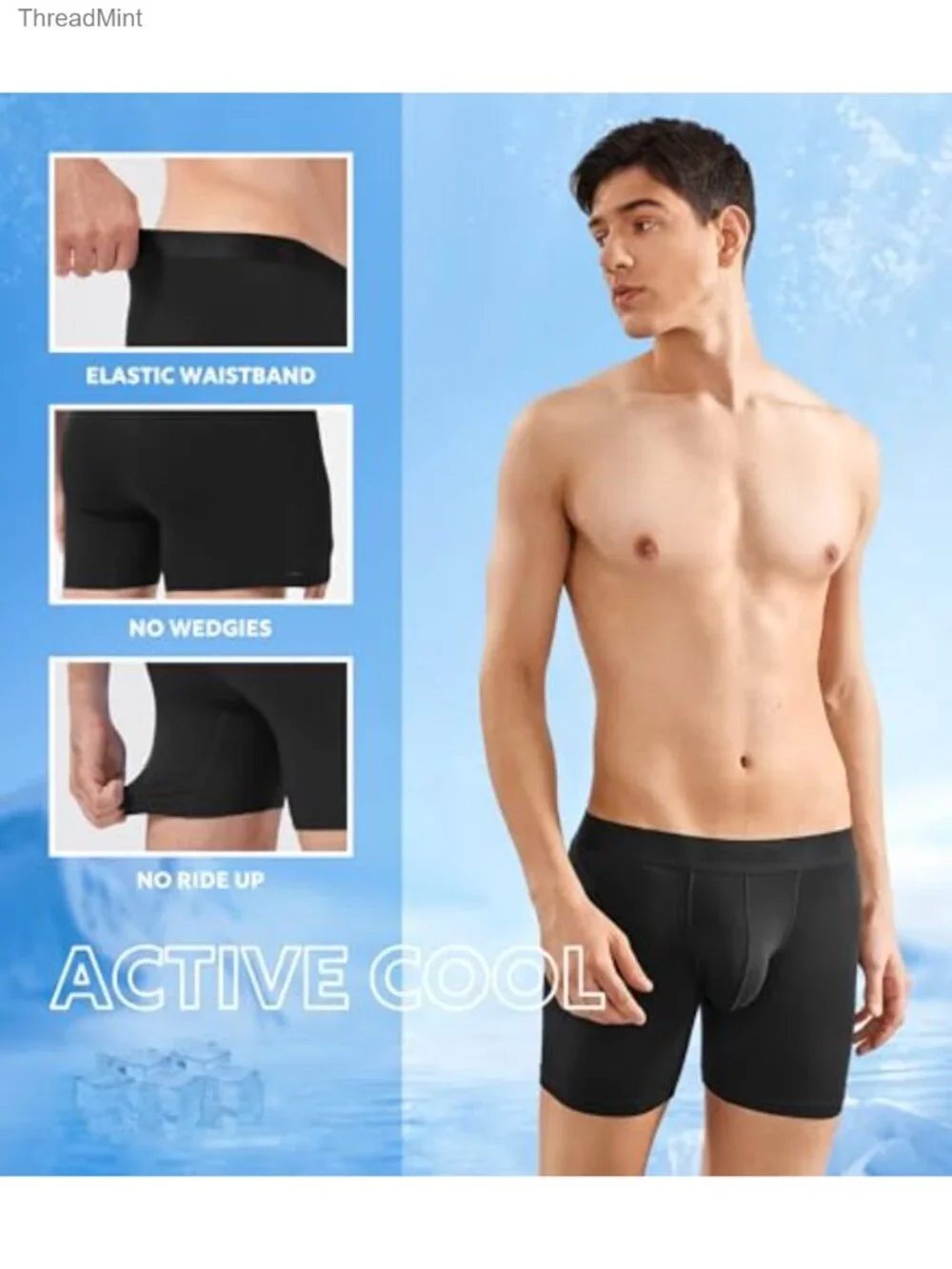 Men's Anti Chafing Dual Pouch Boxer Briefs Bamboo Rayon Moisture Wicking